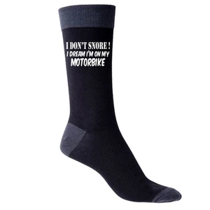 I Don't Snore Men's Black Funny Motorbike Socks Novelty Birthday Gift - Picture 1 of 6