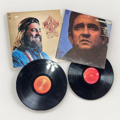 Johnny Cash Vinyl Hello I’m Johnny Cash LP & Willie Nelson Stardust in Your Mind - Image 1 of 4
