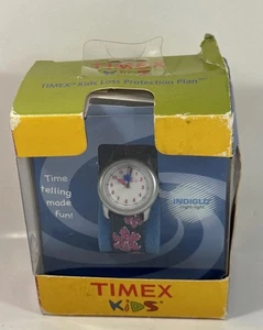 Timex Kinderuhr rosa Blumen 2009 Indiglo Nachtlicht! Neu im Karton - Bild 1 von 5