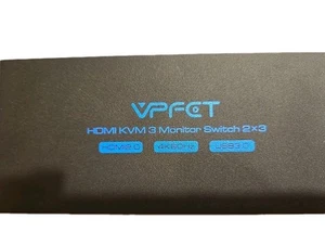 VPFET Black USB 3.0 4K60Hz HDMI 2.1 KVM Switch 2 PC 3 Monitors - Picture 1 of 8