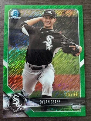 2018 Bowman Chrome Dylan Cease Green Shimmer Refractor #BCP175 serial /99 - Image 1 of 2
