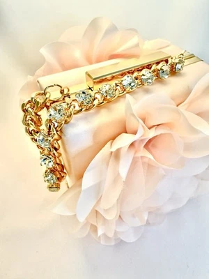 Bolso sin asas Badgley Mischka con asa joya color rosa peonía flor noche - Nuevo con etiquetas Foto 1 de 4