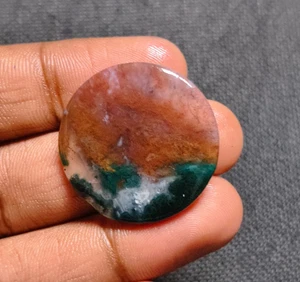 Top 100% Agata Muschio Naturale Pietra Preziosa Cabochon Sciolta per Gioielli 28 Cts. ME-14384 - Foto 1 di 7