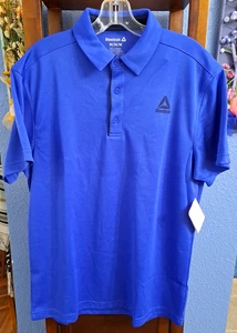 Reebok Herren Classic M schillernd blau Feuchtigkeitsmanagement Golf Polo Shirt neu mit Etikett - Bild 1 von 10