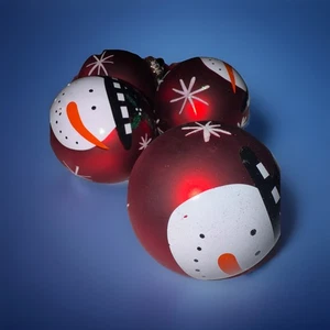 Vtg Glass Snowmen Large Christmas Ball Ornaments! 3.5” GUC - Picture 1 of 12