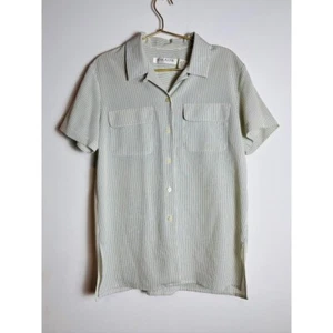 Chaus Striped Blue White Buttondown Short Sleeve - Picture 1 of 6