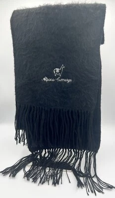 Cachecol Camaro alpaca preto mistura franjas malha padrão liso 9 x 72 pol. - Imagem 1 de 4