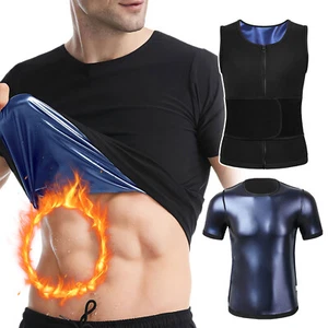 Tuta da uomo sauna felpa compressione cattura maglietta perdita di peso esercizi top UK - Foto 1 di 34