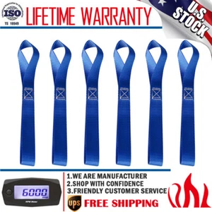 6 Pack Soft Loop Tie Down Straps Ratchet Heavy Duty Motorcycle Dirt Bike 4500LBS - Picture 1 of 12