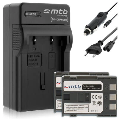 2x Batteries NB-2L + Chargeur pour Canon EOS 350D, 400D, Digital Rebel Xt