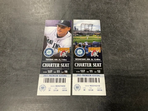 SEATTLE MARINERS~2013 TICKET STUB 6/25/13-6/26/13 vs PIRATES Cover