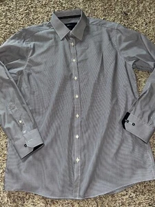 Venti Limited Edition Button Up Shirt Men's Gray 44 Striped Cotton - Picture 1 of 3