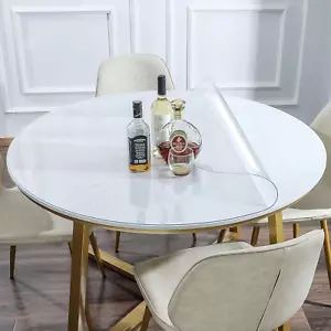 16 Inch round Clear Table Pad Protector Set of 2 Plastic Vinyl Tablecloth Cover - Picture 1 of 12