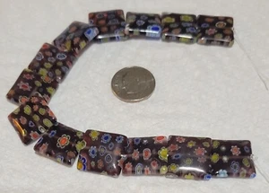K602 16mm millefiore glass square beads. will combine to save on shipping - Picture 1 of 1