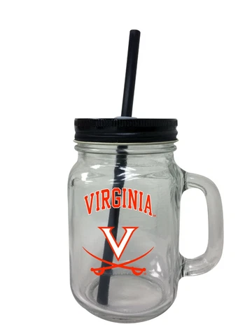 Virginia Cavaliers Mason Jar Tumbler Set-NCAA Mason Jar Glass 3 Pack Cover