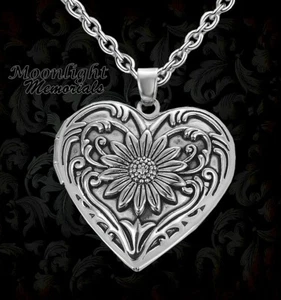 New Sunflower Locket Forever in My Heart Urn Ashes Cremation Memorial Necklace - Picture 1 of 6