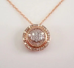 1.20Ct Round Cut diamond Cluster Halo Pendant 14K Rose Gold Plated 18'' - Picture 1 of 5