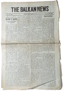 'The Story of Rasputin' front-page notice in The Balkan News, 1917 - Foto 1 di 2