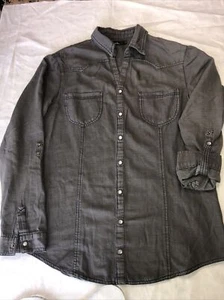 Millau Woman's Gray Denim Western Button Down Embellished Shirt Size S - Picture 1 of 8