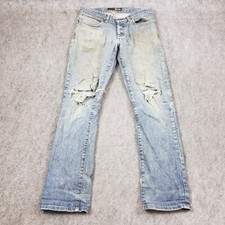 Kr3w Jeans Mens 30x30 Blue Krew Slim Medium Wash Skate Skater Denim Distressed *