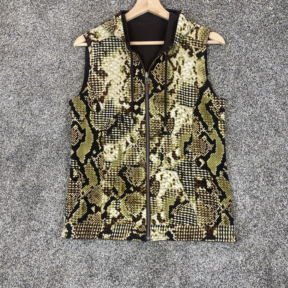 Chico's Zenergy Women's Reversible Full Zip Hoodie Vest Snake Skin/Brown NO SIZE - Image 1 of 4