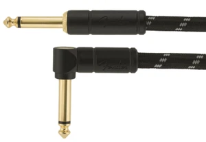 Fender Deluxe 10' BLACK TWEED Right-Angle/Straight Guitar Instrument Cable Cord - Picture 1 of 7