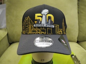 New Era Super Bowl 50, Dorado San Francisco Skyline, Negro Ajuste Flexible Sombrero, Talla M/L - Imagen 1 de 11