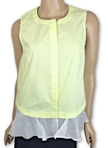 Derek Lam 10 Crosby Petite XS Blouse Top Yellow White Layered Sleeveless Buttons - Picture 1 of 4