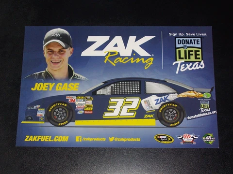 2015 JOEY GASE #32 ZAK / DONATE LIFE TEXAS NASCAR POSTCARD Cover