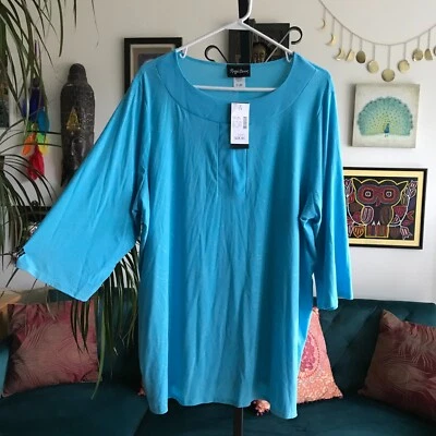 MAGGIE BARNES size 1X Stretch Jersey Silver Paillettes Embellished Tunic NWT - Image 1 of 4