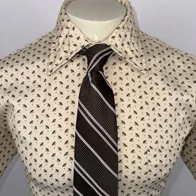 Corbata de Colección Años 60 70 Para Hombres MCM Madmen Rat Pack Disco Poliéster Marrón Rayas Foto 1 de 4