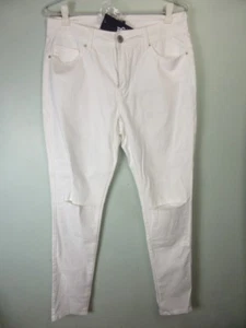 EMERGE white chic Lean Lift jeans: ripped torn distressed knees *NWOT* 10 12 - Picture 1 of 4