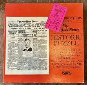1967 Vtg Parker Bros: Lindbergh's Flight -New York Times 500 pc Historic Puzzle - Picture 1 of 4