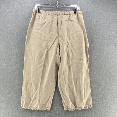 Uniform John Paul Richard Womens Capri Pants Medium M Linen Elastic Waist Beige - Image 1 of 4