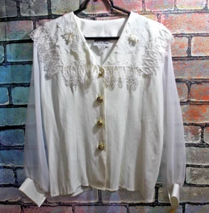 VTG NORDSTROM POINT OF VIEW SIZE SMALL WOMEN'S HIGH NECK WHITE TOP NEW WITH TAGS - Picture 1 of 3