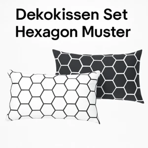 2 Kissenbezüge Kissenhülle Dekokissenhülle 40x80cm Hexagon schwarz weiß F01/05 - Bild 1 von 1