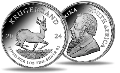 2024 - 1 oz Krügerrand/Springbock Silber .999 in Kapsel  Anlage-Münze Südafrika - Bild 1 von 4
