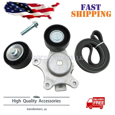 Belt Tensioner Assembly with Pulley & Belt For Ford Explorer 3.5L V6 2011-2019 - Image 1 of 4