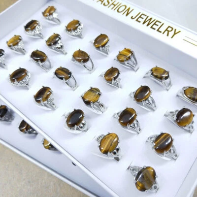 24件装批发混批时尚珠宝女式天然石材组合戒指 — 第 1/4 张图片