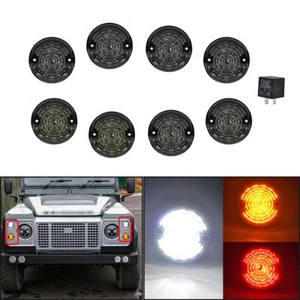 For 90-16 Land Rover Defender Smoked Complete Led Upgrade Kit Indicator Light - Picture 1 of 12