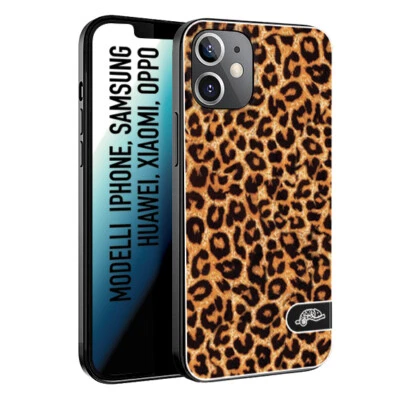 CUSTOMIZZA - Custodia cover nera morbida leopardato maculato donna marrone leopa