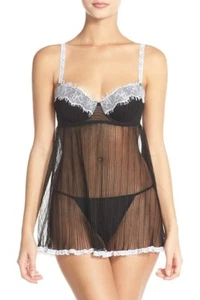 FELINA Emma Black Babydoll Chemise & G String Panty Set Size M $52 MSRP NEW - Picture 1 of 1