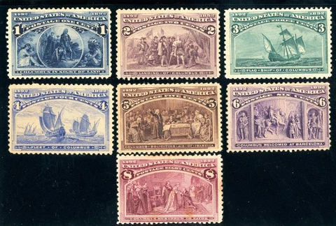 USAstamps Unused US 1893 Columbians Expo Scott 230 - 235, 236 OH MH SCV $277 Cover