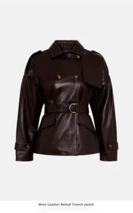 Karen Millen Leder Trenchcoat mit Gürtel NEU Größe US 12 UK 16 L Neu mit Etikett - Bild 1 von 22