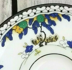 Rare ANTIQUE Polychrome BLUE WILLOW-ish ROYAL DOULTON Demitasse Cup Saucer PLATE - Picture 1 of 9