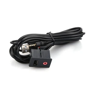 3.5mm Car Boat Audio USB AUX Adapter Dash Flush Mount Panel With 1.5M Cable D - Picture 1 of 10