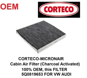 OEM ACTIVATED CHARCOAL CABIN AIR FILTER 5Q0819653 (ODOR + FINE PARTICLES) - Picture 1 of 1