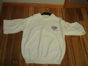 Super BowL XXVI Knit Sweater Cream XL Buffalo Bills VTG Nutmeg Mills NFL #TC1 - Picture 1 of 3