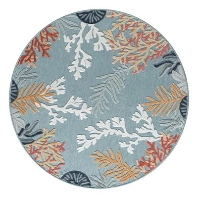 Alfombra náutica redonda de 8 pies LR Home interior/exterior para decoración del hogar | Floral  Foto 1 de 4