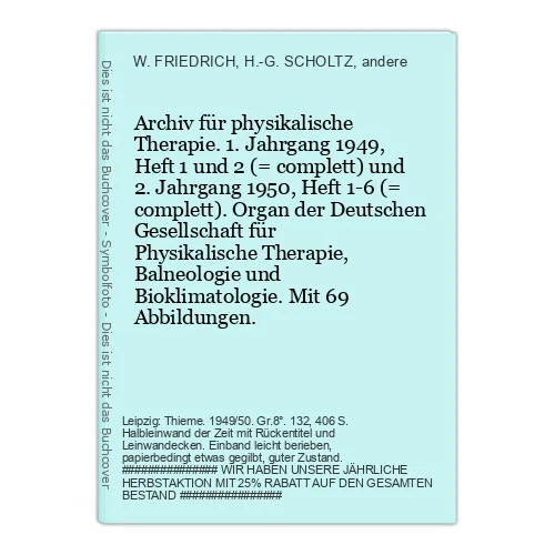 Archive for Physical Therapy. 1st Year 19 FRIEDRICH, W. / H.-G. SCHOLTZ - Image 1 of 1